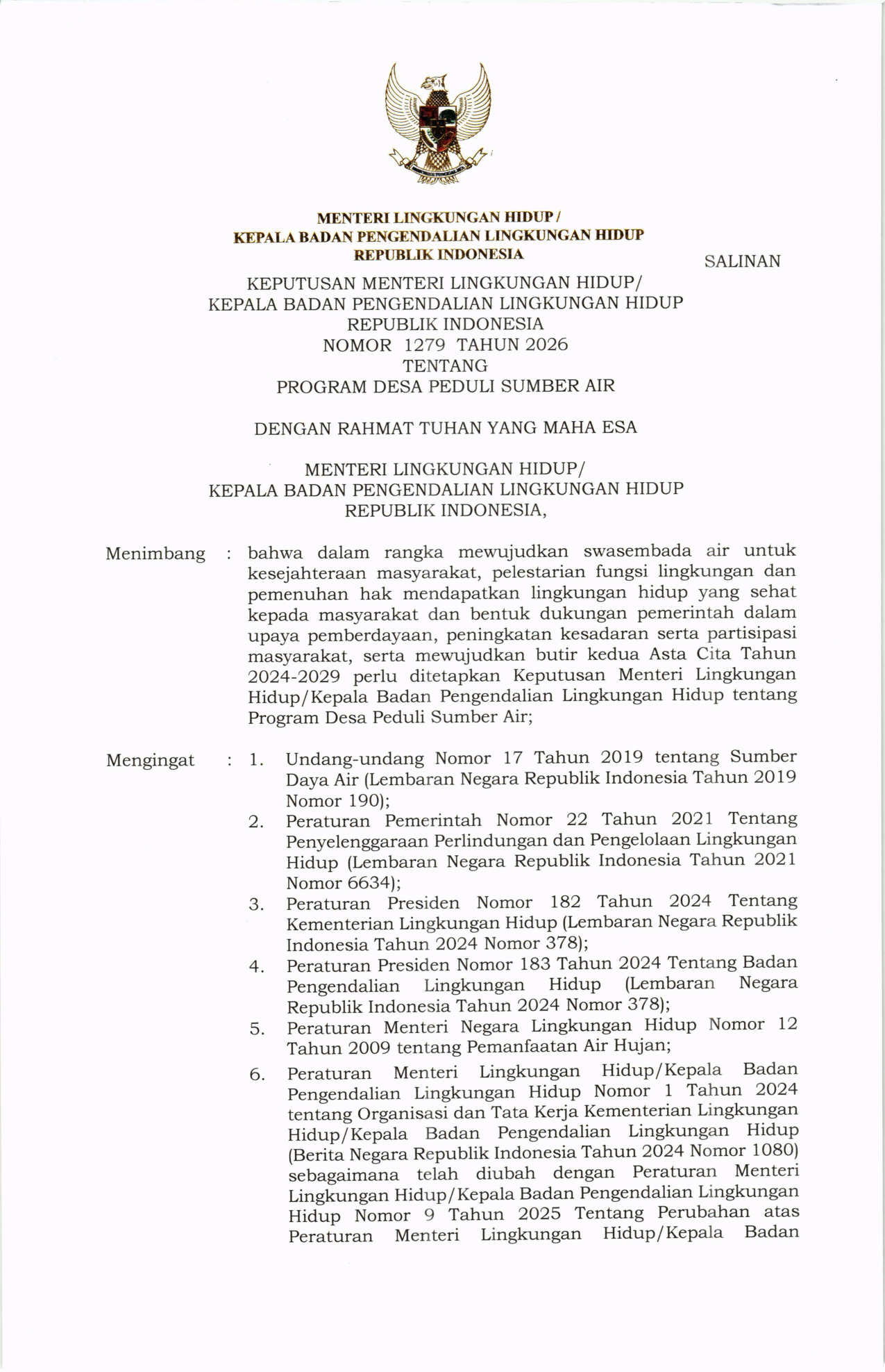 Kepmen 1279 tahun 2026 Kriteria DPSA